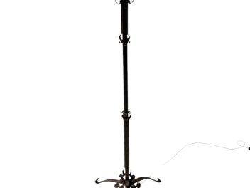 Art Deco Patinated Wrought Iron Floor Lamp, 1930s